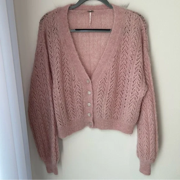 Free People Amelia Alpaca Cardigan Pink Size Medium - Picture 5 of 11